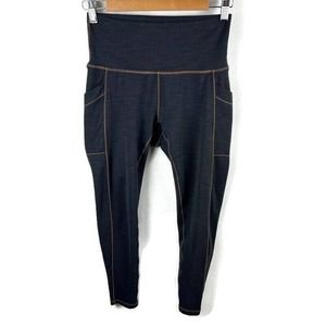 Prana Leggings Women’s Size Small Brown Pockets Contrast Trim Stretch Comfort